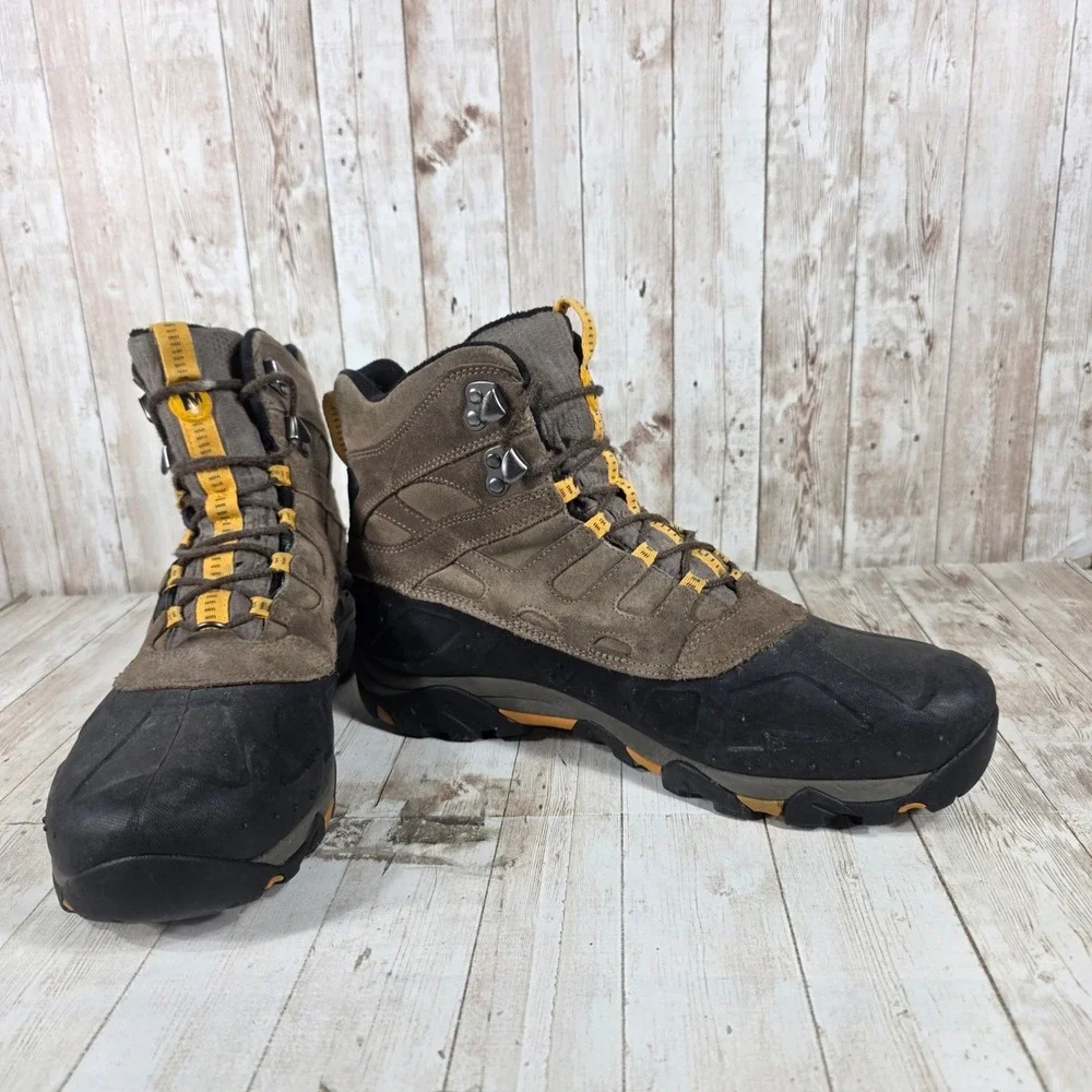 Merrell Stone Waterproof Insulated Winter Boots Men's Size 12 Brown Black Yellow
